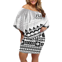 Custom Fiji Rugby Cibi Dance Family Matching Off Shoulder Short Dress and Hawaiian Shirt Create History World Cup Sevens