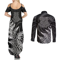 New Zealand Black Fern 7s Couples Matching Summer Maxi Dress and Long Sleeve Button Shirt History World Cup Sevens