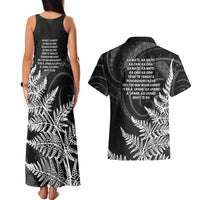 New Zealand Black Fern 7s Couples Matching Tank Maxi Dress and Hawaiian Shirt History World Cup Sevens