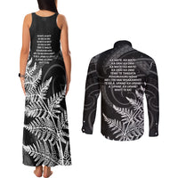 New Zealand Black Fern 7s Couples Matching Tank Maxi Dress and Long Sleeve Button Shirt History World Cup Sevens