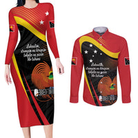 Personalised Papua Niugini Tok Pisin Wik Couples Matching Long Sleeve Bodycon Dress and Long Sleeve Button Shirt