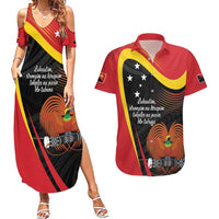 Personalised Papua Niugini Tok Pisin Wik Couples Matching Summer Maxi Dress and Hawaiian Shirt