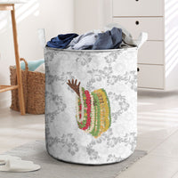 Hawaii Lei Kamehameha Laundry Basket Ke'oke'o Seamless Pattern Hibiscus Flower
