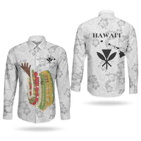 Hawaii Lei Kamehameha Couples Matching Mermaid Dress and Long Sleeve Button Shirt Ke'oke'o Seamless Pattern Hibiscus Flower LT9 - Polynesian Pride