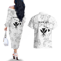 Hawaii Lei Kamehameha Couples Matching Off The Shoulder Long Sleeve Dress and Hawaiian Shirt Ke'oke'o Seamless Pattern Hibiscus Flower LT9 - Polynesian Pride