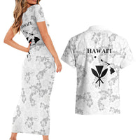 Hawaii Lei Kamehameha Couples Matching Short Sleeve Bodycon Dress and Hawaiian Shirt Ke'oke'o Seamless Pattern Hibiscus Flower LT9 - Polynesian Pride