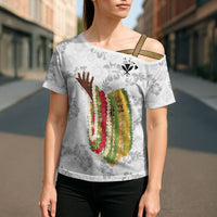 Hawaii Lei Kamehameha Cross Shoulder Shirt Ke'oke'o Seamless Pattern Hibiscus Flower
