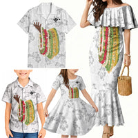 Hawaii Lei Kamehameha Family Matching Mermaid Dress and Hawaiian Shirt Ke'oke'o Seamless Pattern Hibiscus Flower LT9 - Polynesian Pride