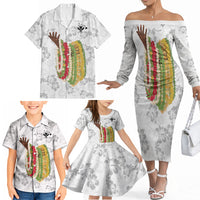Hawaii Lei Kamehameha Family Matching Off The Shoulder Long Sleeve Dress and Hawaiian Shirt Ke'oke'o Seamless Pattern Hibiscus Flower LT9 - Polynesian Pride