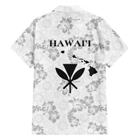 Hawaii Lei Kamehameha Family Matching Off The Shoulder Long Sleeve Dress and Hawaiian Shirt Ke'oke'o Seamless Pattern Hibiscus Flower LT9 Dad's Shirt - Long Sleeve White - Polynesian Pride