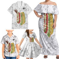Hawaii Lei Kamehameha Family Matching Off Shoulder Maxi Dress and Hawaiian Shirt Ke'oke'o Seamless Pattern Hibiscus Flower LT9 - Polynesian Pride