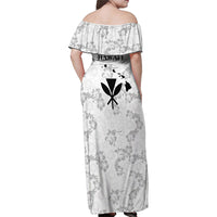 Hawaii Lei Kamehameha Family Matching Off Shoulder Maxi Dress and Hawaiian Shirt Ke'oke'o Seamless Pattern Hibiscus Flower