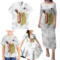 Hawaii Lei Kamehameha Family Matching Puletasi and Hawaiian Shirt Ke'oke'o Seamless Pattern Hibiscus Flower