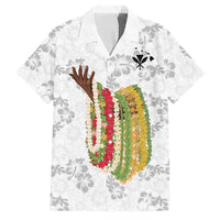 Hawaii Lei Kamehameha Family Matching Summer Maxi Dress and Hawaiian Shirt Ke'oke'o Seamless Pattern Hibiscus Flower LT9 Dad's Shirt - Short Sleeve White - Polynesian Pride