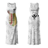 Hawaii Lei Kamehameha Family Matching Tank Maxi Dress and Hawaiian Shirt Ke'oke'o Seamless Pattern Hibiscus Flower LT9 Mom's Dress White - Polynesian Pride