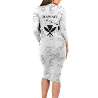 Hawaii Lei Kamehameha Long Sleeve Bodycon Dress Ke'oke'o Seamless Pattern Hibiscus Flower LT9 - Polynesian Pride