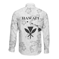 Hawaii Lei Kamehameha Long Sleeve Button Shirt Ke'oke'o Seamless Pattern Hibiscus Flower LT9 - Polynesian Pride