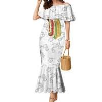 Hawaii Lei Kamehameha Mermaid Dress Ke'oke'o Seamless Pattern Hibiscus Flower LT9 Women White - Polynesian Pride