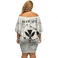 Hawaii Lei Kamehameha Off Shoulder Short Dress Ke'oke'o Seamless Pattern Hibiscus Flower LT9 - Polynesian Pride