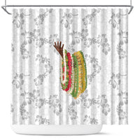 Hawaii Lei Kamehameha Shower Curtain Ke'oke'o Seamless Pattern Hibiscus Flower LT9 White - Polynesian Pride