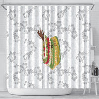 Hawaii Lei Kamehameha Shower Curtain Ke'oke'o Seamless Pattern Hibiscus Flower LT9 - Polynesian Pride