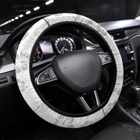 Hawaii Lei Kamehameha Steering Wheel Cover Ke'oke'o Seamless Pattern Hibiscus Flower LT9 Universal Fit White - Polynesian Pride