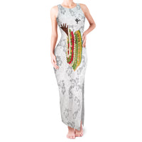 Hawaii Lei Kamehameha Tank Maxi Dress Ke'oke'o Seamless Pattern Hibiscus Flower LT9 Women White - Polynesian Pride
