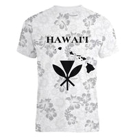 Hawaii Lei Kamehameha Women V-Neck T-Shirt Ke'oke'o Seamless Pattern Hibiscus Flower