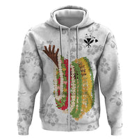 Hawaii Lei Kamehameha Zip Hoodie Ke'oke'o Seamless Pattern Hibiscus Flower LT9 Zip Hoodie White - Polynesian Pride
