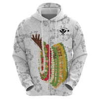Hawaii Lei Kamehameha Zip Hoodie Ke'oke'o Seamless Pattern Hibiscus Flower LT9 - Polynesian Pride