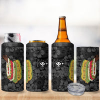Hawaii Lei Kamehameha 4 in 1 Can Cooler Tumbler Ele'ele Seamless Pattern Hibiscus Flower