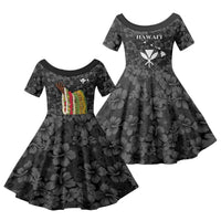 Hawaii Lei Kamehameha Family Matching Long Sleeve Bodycon Dress and Hawaiian Shirt Ele'ele Seamless Pattern Hibiscus Flower LT9 Daughter's Dress Black - Polynesian Pride
