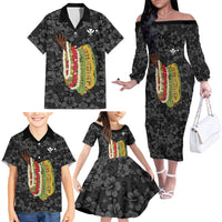 Hawaii Lei Kamehameha Family Matching Off The Shoulder Long Sleeve Dress and Hawaiian Shirt Ele'ele Seamless Pattern Hibiscus Flower LT9 - Polynesian Pride