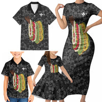 Hawaii Lei Kamehameha Family Matching Short Sleeve Bodycon Dress and Hawaiian Shirt Ele'ele Seamless Pattern Hibiscus Flower LT9 - Polynesian Pride