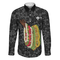 Hawaii Lei Kamehameha Family Matching Short Sleeve Bodycon Dress and Hawaiian Shirt Ele'ele Seamless Pattern Hibiscus Flower LT9 Daughter's Dress Black - Polynesian Pride
