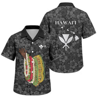 Hawaii Lei Kamehameha Family Matching Short Sleeve Bodycon Dress and Hawaiian Shirt Ele'ele Seamless Pattern Hibiscus Flower LT9 Son's Shirt Black - Polynesian Pride