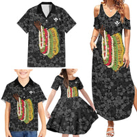 Hawaii Lei Kamehameha Family Matching Summer Maxi Dress and Hawaiian Shirt Ele'ele Seamless Pattern Hibiscus Flower
