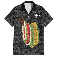 Hawaii Lei Kamehameha Hawaiian Shirt Ele'ele Seamless Pattern Hibiscus Flower LT9 Black - Polynesian Pride