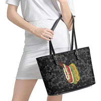 Hawaii Lei Kamehameha Leather Tote Bag Ele'ele Seamless Pattern Hibiscus Flower
