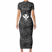 Hawaii Lei Kamehameha Short Sleeve Bodycon Dress Ele'ele Seamless Pattern Hibiscus Flower LT9 - Polynesian Pride