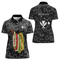 Hawaii Lei Kamehameha Women Polo Shirt Ele'ele Seamless Pattern Hibiscus Flower LT9 - Polynesian Pride