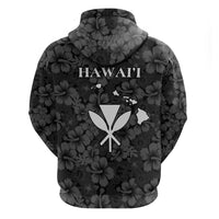 Hawaii Lei Kamehameha Zip Hoodie Ele'ele Seamless Pattern Hibiscus Flower LT9 - Polynesian Pride