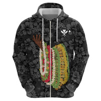 Hawaii Lei Kamehameha Zip Hoodie Ele'ele Seamless Pattern Hibiscus Flower LT9 - Polynesian Pride