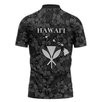 Hawaii Lei Kamehameha Zipper Polo Shirt Ele'ele Seamless Pattern Hibiscus Flower LT9 - Polynesian Pride