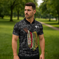 Hawaii Lei Kamehameha Zipper Polo Shirt Ele'ele Seamless Pattern Hibiscus Flower LT9 - Polynesian Pride