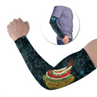 Hawaii Lei Kamehameha Arm Sleeves Uliuli Seamless Pattern Hibiscus Flower