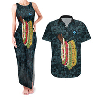 Hawaii Lei Kamehameha Couples Matching Tank Maxi Dress and Hawaiian Shirt Uliuli Seamless Pattern Hibiscus Flower
