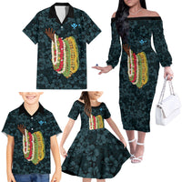 Hawaii Lei Kamehameha Family Matching Off The Shoulder Long Sleeve Dress and Hawaiian Shirt Uliuli Seamless Pattern Hibiscus Flower LT9 - Polynesian Pride