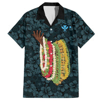 Hawaii Lei Kamehameha Family Matching Off The Shoulder Long Sleeve Dress and Hawaiian Shirt Uliuli Seamless Pattern Hibiscus Flower LT9 Dad's Shirt - Short Sleeve Blue - Polynesian Pride