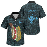 Hawaii Lei Kamehameha Family Matching Off The Shoulder Long Sleeve Dress and Hawaiian Shirt Uliuli Seamless Pattern Hibiscus Flower LT9 Son's Shirt Blue - Polynesian Pride